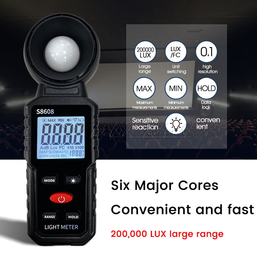 S8608 LCD Light Meter Digital Illuminance Meter Luxmeter Photometer 200000Lux-