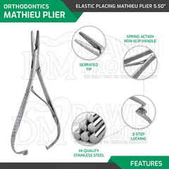 5 Pcs Mathieu Ligature Elastic Placing Plier 5.5″ Orthodontic Pliers Surgical