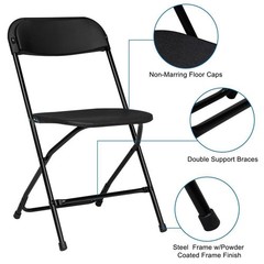 12PCS Folding Plastic Chair Wedding Party Outdoor Indoor 360LBS Capacity Black