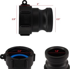2″ IBC Tote Adapter – Coarse Thread x Male Camlock Fitting with Gasket Seal