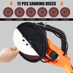 Electric Foldable Drywall Sander 6 Variable Speeds 750W with Vacuum & LED Lights