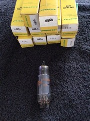 (2) Amperex 6GK6 Power Tubes Orange Globe Gray Plates O Getters Tests NOS