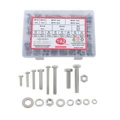 192PCS Stainless Steel Heavy Duty Hex Bolt/Nut Kit M6/M8/M10 304SS w/Washers
