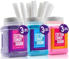 Cotton Candy Floss Sugar (3-Pack) Includes 100 Premium Cones (3-Pack 46Oz with 1