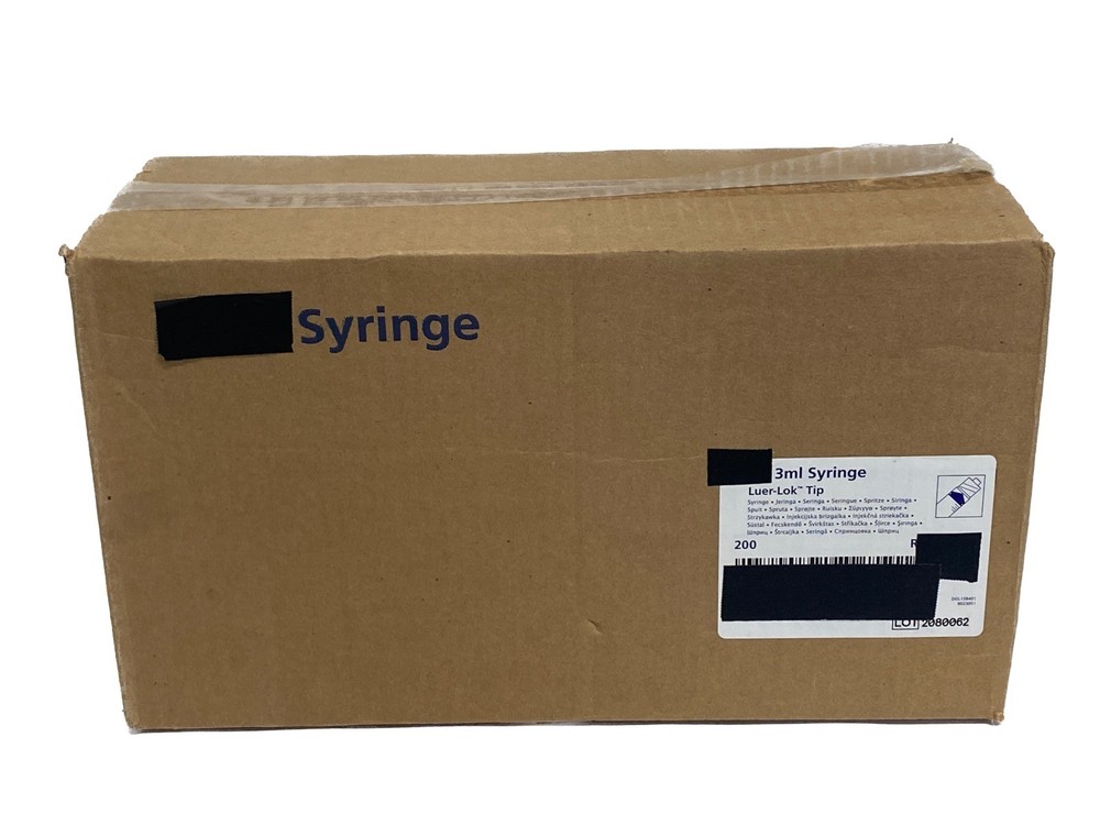 (200/Pk) General Use 3mL Plastic Graduated Luer Lock Syringes Blister Packed