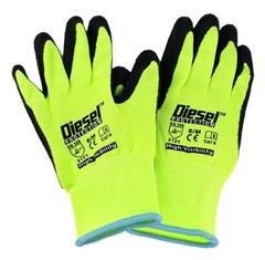 12 Pair Diesel Green Safety Gloves Latex Coated Grip Dirt Resistant Color