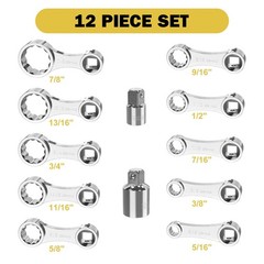 ANPUDS 12-Piece SAE 3/8″ Drive 12 Point Torque Adapter Set