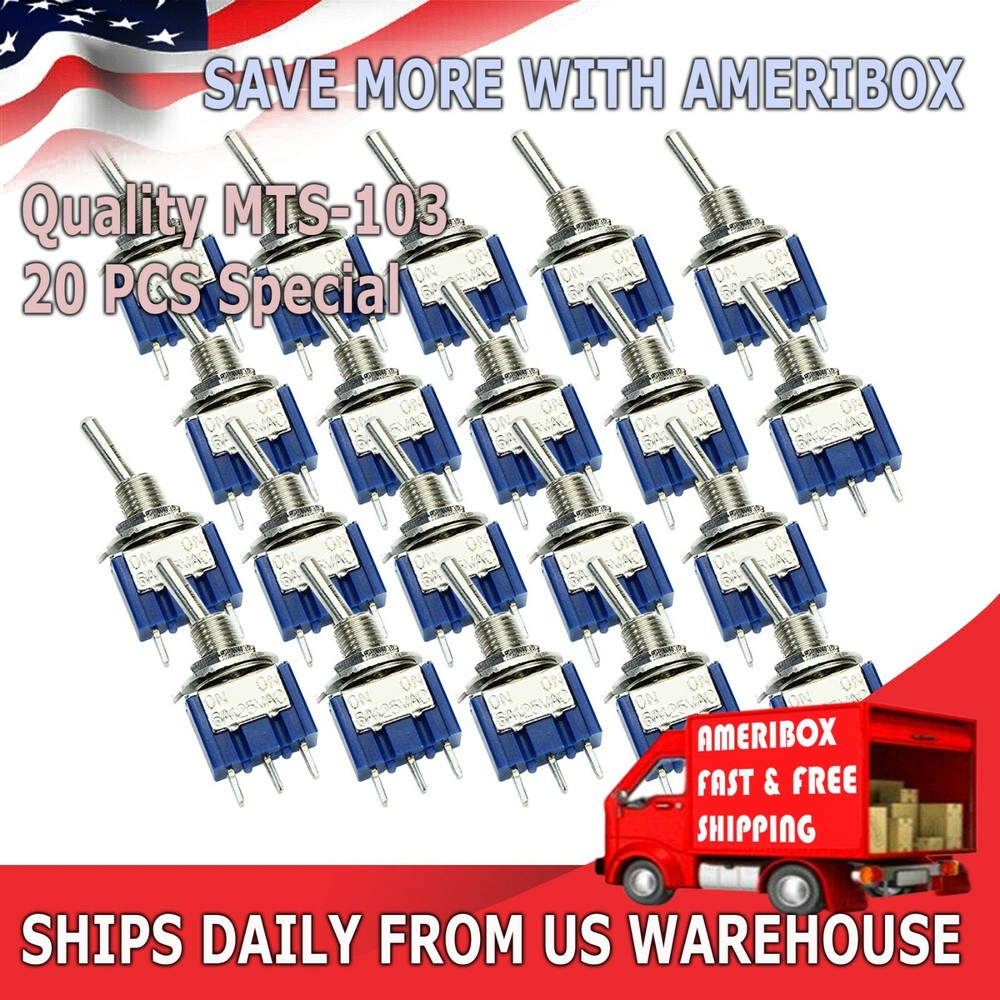 20pcs 3 Pin SPDT ON-OFF-ON 3 Position Mini Toggle Switches MTS-103 US Free Ship
