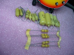 Mullard Mustard Capacitor & Iskra Resistors .68uF .022uf .1uF .0022uF & 100K 68K
