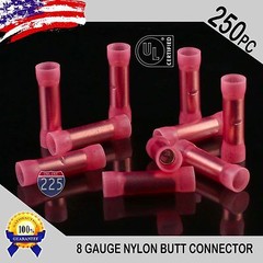 250 Pack 8 Gauge Wire Butt Connectors Red Nylon 8 AWG Crimp Cable Terminals USA