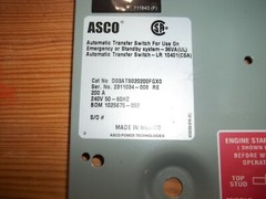 ASCO AUTOMATIC TRANSFER SWITCH D03ATS020200FGX0 200A 240V -LR (228)