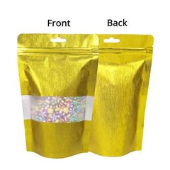 14.5oz Matte Gold Thick Rice Paper Mylar Stand up Zip Lock Bag w/ Window G02