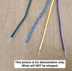 8 inches Bundle of 22 AWG Solid Hook Up Wires, Yellow, Blue, Green, Purple