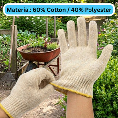12 Pairs – Small Women’s Cotton Blended String Knit Gloves – Tan