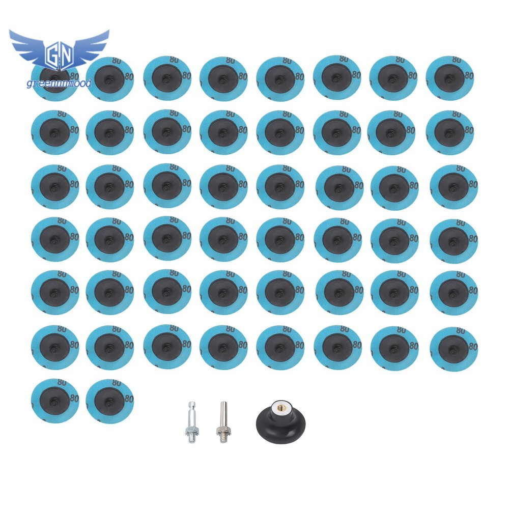 50Pcs P80 2 inch roll Lock Quick Change Discs Set Sanding Discs with 1/4″ Holder