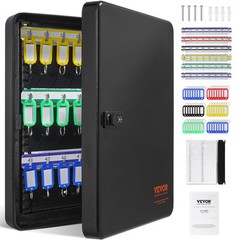 VEVOR 48-Key Cabinet Key Safe with Combination Lock & Keys Adjustable Racks