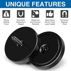 Neodymium Cup Magnets 110lb Waterproof Strong Wall Mount Magnets Pack of 6