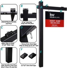 Elegant 72” Black Vinyl Realtor Sign Post with Pre-Printed Open House Text