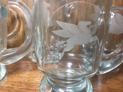 Hal Reed Crystal Beer Pedestal Mug Exxon Mobil Logo Made In Kansas City Pegasus