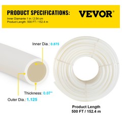 VEVOR PEX Tubing PEX-B Pipe 1″-500′ Coil Non-Barrier Htg/Plbg/Portable Water
