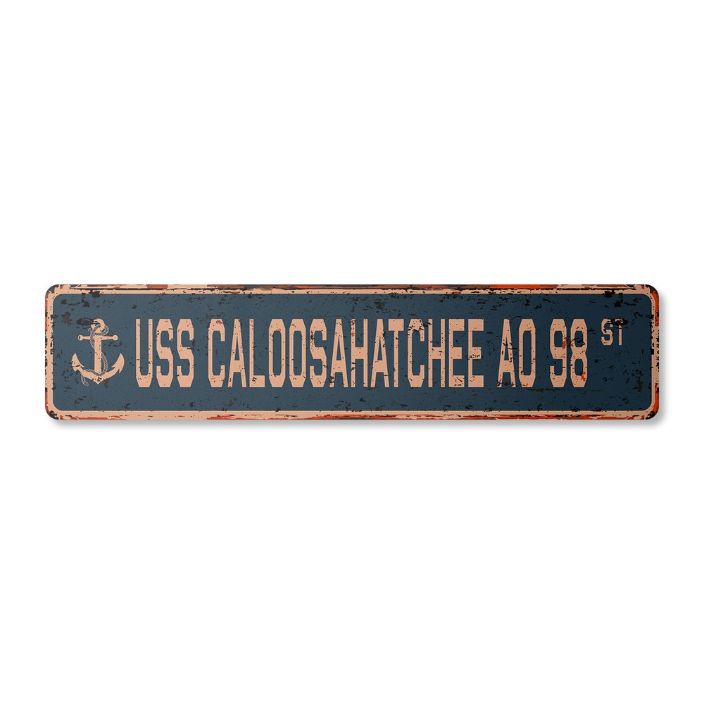 USS CALOOSAHATCHEE AO 98 Vintage Street Sign us navy ship veteran sailor rustic