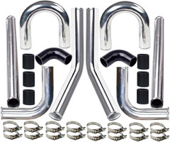 2″ 8-Pcs Universal Intercooler Pipe Piping Turbo Polished Aluminum Kit with Sili