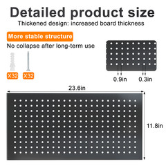 4 Pack Metal Pegboard Panels 24″ x 12″ Heavy Duty Steel Pegboard Wall Organizer