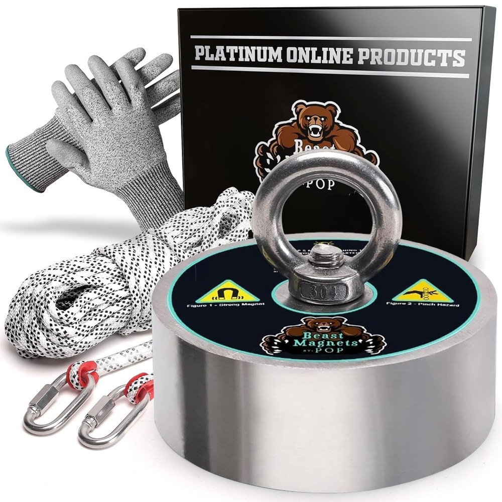 3000lb Complete 360 Degree Magnet Fishing Kit | Includes Strong 360 Neodymium