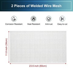 AWIORETON 1/4″ Hardware Cloth – 304 Stainless Steel Wire 12 x 24 Inch, silver