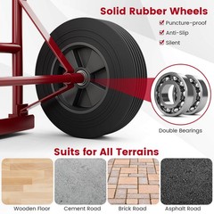660 lbs Capacity Dolly Cart Heavy Duty Hand Truck Trolley with Nose Plate Red