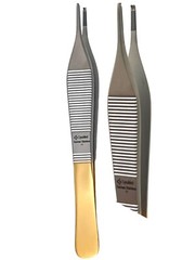 German T/C Adson Tissue Forceps 1×2 Rat Tooth,Brown ,Serrated Teeth Surgical Ins