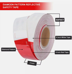 Conspicuity Tape DOT-C2 Approved Reflective Trailer Red White 2”x150’ -1 Roll