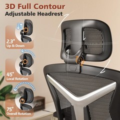 Office Chair with Footrest, Desk Chair Comfy with 3D Adjustable Lumbar Support