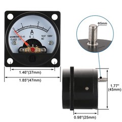 SO-45 AC 0-3A Round Analog Panel Meter Current Measuring Ammeter Gauge Black