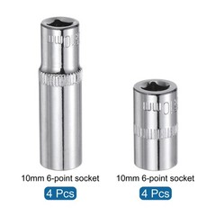 8Pcs 10mm 1/4″ Drive Shallow Socket for DIY Repair Automotive 6-Point