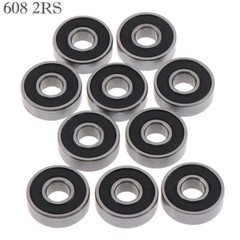 10Pack 608-2RS Ball Bearing Two Rubber Sealed Chrome Skateboard 8x22x7