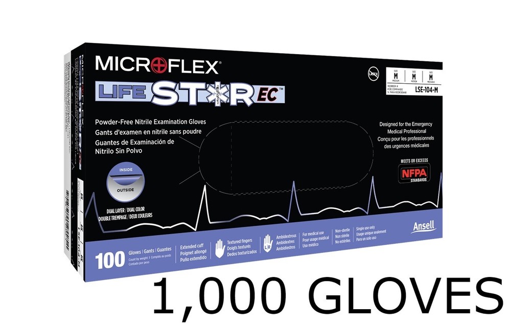 Ansell MicroFlex LIFESTAR EC PF Dual Layer Extended Cuff LSE-104-L *1000 CASE*