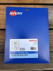 New Avery 6540 Metallic Gold Border Labels 1″ x 2 5/8″ 10 Sheets 300 Labels