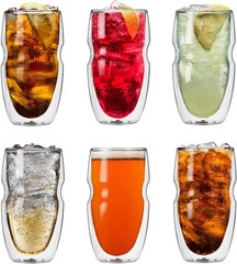 Serafino Double Wall Insulated Iced Tea and Coffee Glasses, 16-Ounce, Set of 6