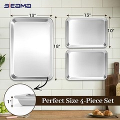 4-Pack Aluminum Baking Sheets | Half & Quarter Sizes, Heavy Duty