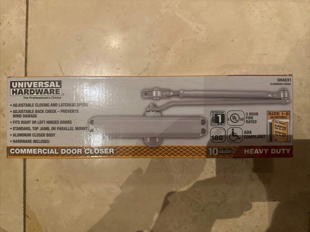 Universal Hardware Aluminum Finish Commercial Door Closer Heavy Duty UH4031