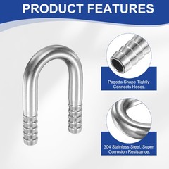U Shaped Hose Barb Fitting 1/2″ (12mm) OD 304 Stainless Steel U-Joint Connector