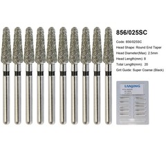 FG Dental Diamond Burs 856 850 Round End Taper Crown Prep Coarse Fine High Speed