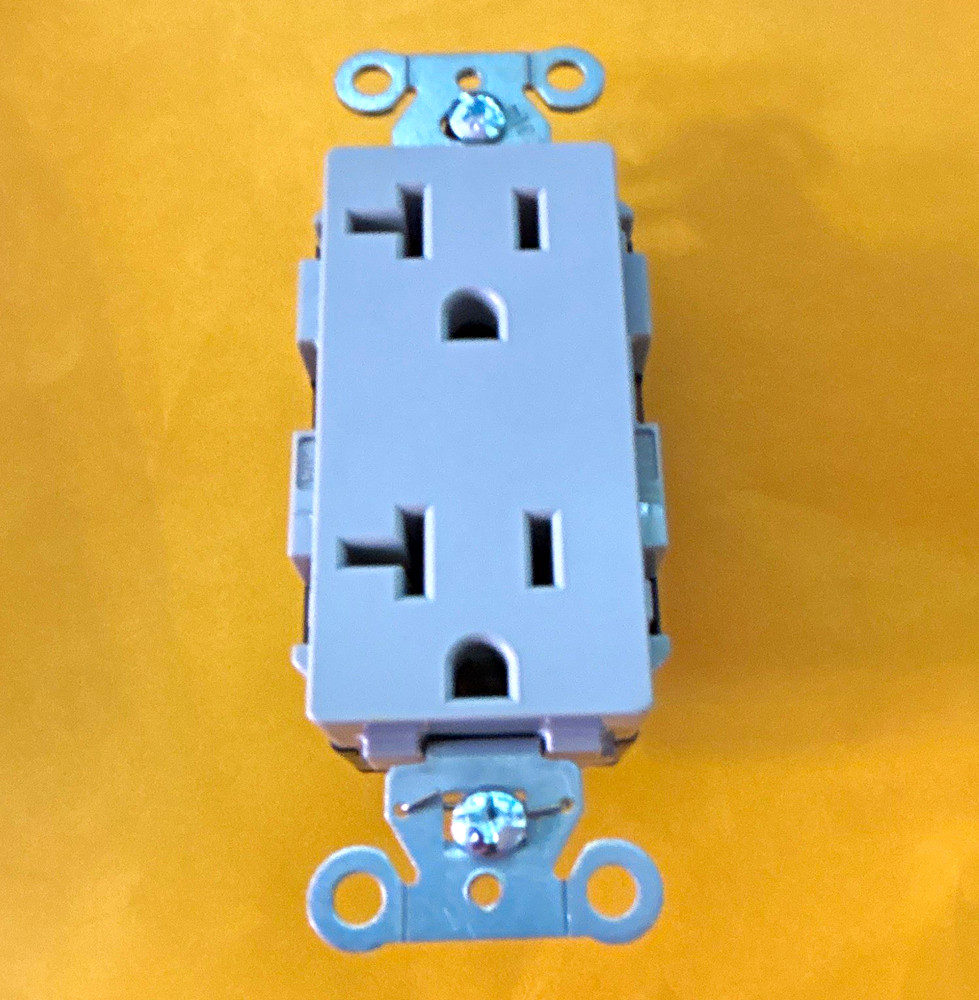 Hubbell DR20STGY Gray Duplex Receptacle 20A 125V Commercial Screwless (10)