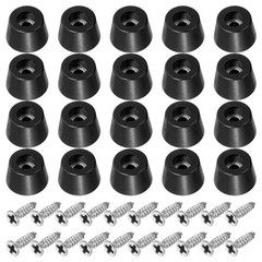 20Pack Cutting Board Feet Non Slip Rubber Feet Bumpers Screws 0.53″x0.35″ Black