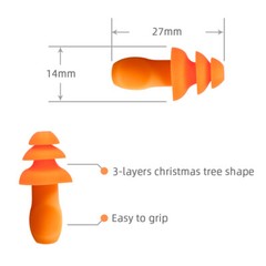 50 Pair Silicone Corded Ear Plugs Reusable Hearing Protection Noise Reduction