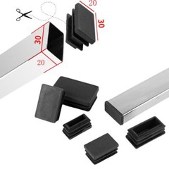 Square & Rectangle Plastic End Caps Blanking Plugs Tube Lnserts Various Sizes