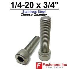 1/4-20 x 3/4″ Stainless Steel Socket Head Cap Screw Standard 18-8 (Choose Qty)