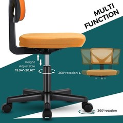 Compact Orange Desk Chair with Adjustable Height & Mesh Back – Modern Style