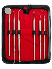 GERMAN Dental Scaler Pick Stainless Steel Tools with Inspection Mirror Set 6 PCS